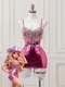Pink Sequin Fringe Bodycon Mini Dress