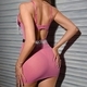Pink Sequin Fringe Bodycon Mini Dress