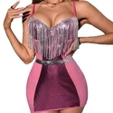 Pink Sequin Fringe Bodycon Mini Dress