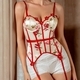 Rotes florales Schnür-Rückenfreies-Camisole mit Brustpolstern