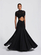 Ruched Cutout Slim Fit High Waist Maxi Dress
