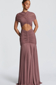Ruched Cutout Slim Fit High Waist Maxi Dress