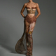 Robe longue d'été femme à bretelles avec fente, bustier et mousseline