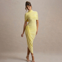 Elegant Slim-Fit Ruched Backless Bodycon Long Dress
