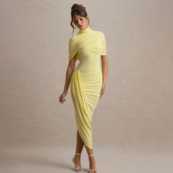 Elegant Slim-Fit Ruched Backless Bodycon Long Dress