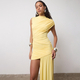 Off-Shoulder Ribbon Tie Ruched Bodycon Dress
