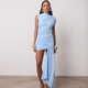 Off-Shoulder Ribbon Tie Ruched Bodycon Dress