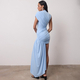 Off-Shoulder Ribbon Tie Ruched Bodycon Dress