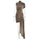 Off-Shoulder Ribbon Tie Ruched Bodycon Dress