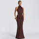 Elegant Open Back Fishtail Evening Gown