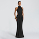 Elegant Open Back Fishtail Evening Gown