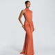 Elegant Open Back Fishtail Evening Gown