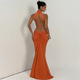 Elegant Open Back Fishtail Evening Gown