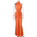 Elegant Open Back Fishtail Evening Gown