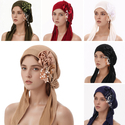Women's Ribbed Turban Hat With Side Pearl Flower