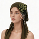 Women's Ribbed Turban Hat With Side Pearl Flower