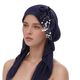 Women's Ribbed Turban Hat With Side Pearl Flower