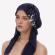 Women's Ribbed Turban Hat With Side Pearl Flower
