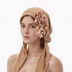 Women's Ribbed Turban Hat With Side Pearl Flower