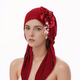 Women's Ribbed Turban Hat With Side Pearl Flower