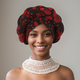 Gold Thread Print Wide Brim Turban Hat