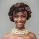 Gold Thread Print Wide Brim Turban Hat