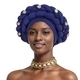 Crushed Double-Layer Braid Rhinestone African Headwrap Hat