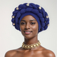 Crushed Double-Layer Braid Rhinestone African Headwrap Hat