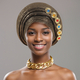 Exaggerated Gold-Stamped Pleated Multi-Layer Headwrap Cap