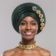 Exaggerated Gold-Stamped Pleated Multi-Layer Headwrap Cap