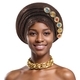 Exaggerated Gold-Stamped Pleated Multi-Layer Headwrap Cap
