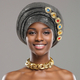 Exaggerated Gold-Stamped Pleated Multi-Layer Headwrap Cap