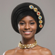 Exaggerated Gold-Stamped Pleated Multi-Layer Headwrap Cap
