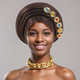 Exaggerated Gold-Stamped Pleated Multi-Layer Headwrap Cap