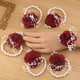 Silver Leaf Rhinestone Wrist Corsage With Navy Rose