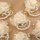 Fairy Tulle Rose Wrist Corsage With Gold Leaf Beading