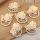Fairy Tulle Rose Wrist Corsage With Gold Leaf Beading