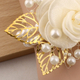 Fairy Tulle Rose Wrist Corsage With Gold Leaf Beading