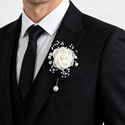 Milky Mesh Rose Corsage With Pearl Brooch