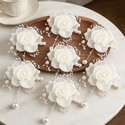 Milky Mesh Rose Corsage With Pearl Brooch