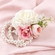 Ensemble corsage de poignet et boutonnière à perles rose rose lait