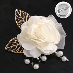Cream Back-Clip Boutonniere (L 9Cm*W 8Cm) 11G