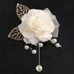 Gold Cream Pearl Boutonniere (L 12Cm*W 9Cm) 12G