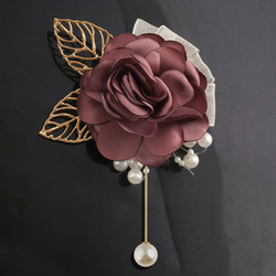 Bean Paste Purple Gold Pearl Boutonniere (L 12Cm*W 9Cm) 12G