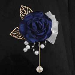 Navy Gold Pearl Boutonniere (L 12Cm*W 9Cm) 12G