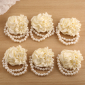 3D Satin Rose Pearl Brooch Ivory Wedding Corsage