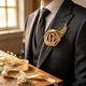 Faux-Satin-Rosen-Boutonniere-Brosche mit Goldblatt