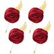 Faux-Satin-Rosen-Boutonniere-Brosche mit Goldblatt