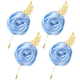 Faux-Satin-Rosen-Boutonniere-Brosche mit Goldblatt