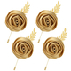 Faux-Satin-Rosen-Boutonniere-Brosche mit Goldblatt